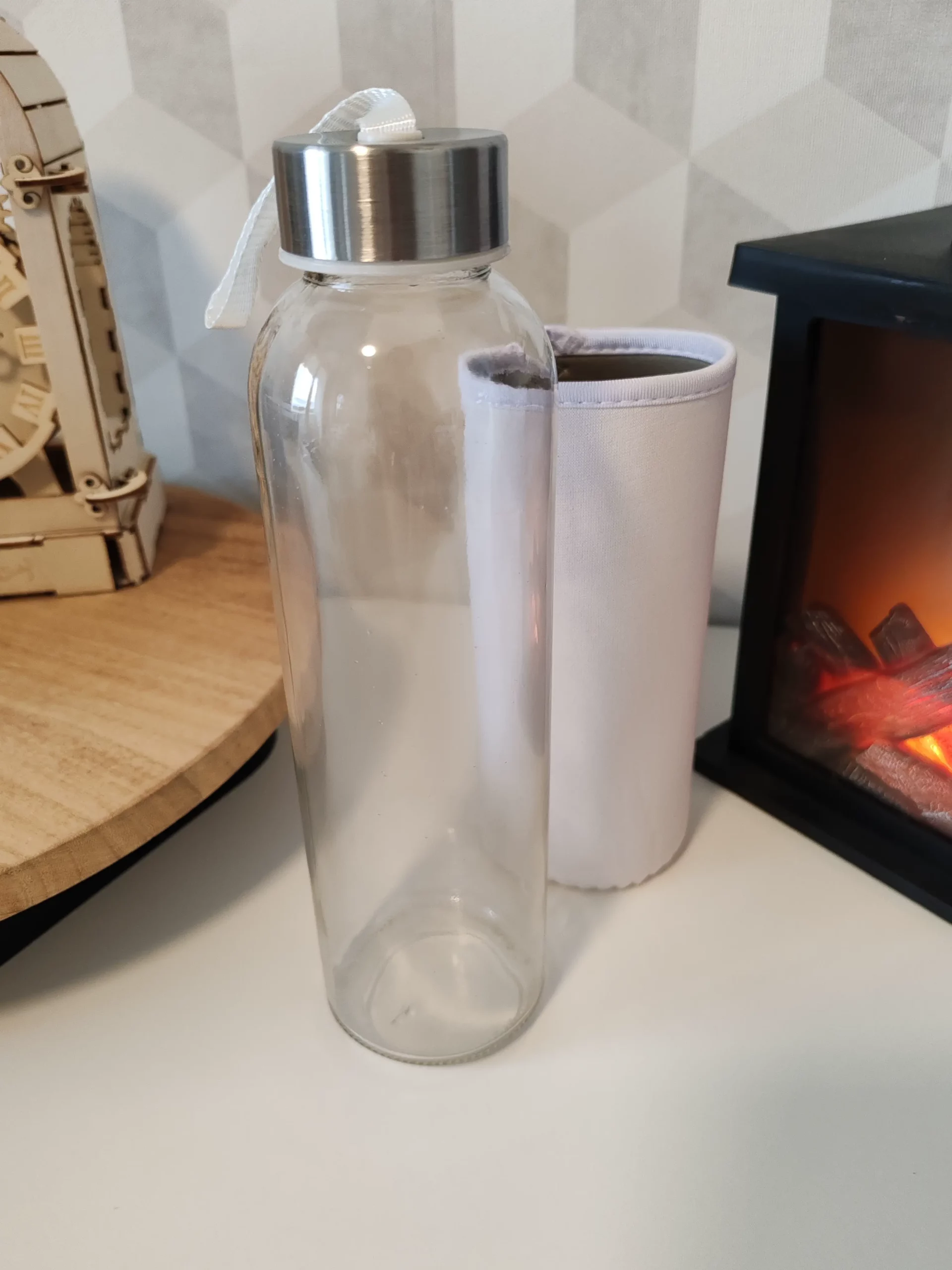 Gourde verre avec housse vierge